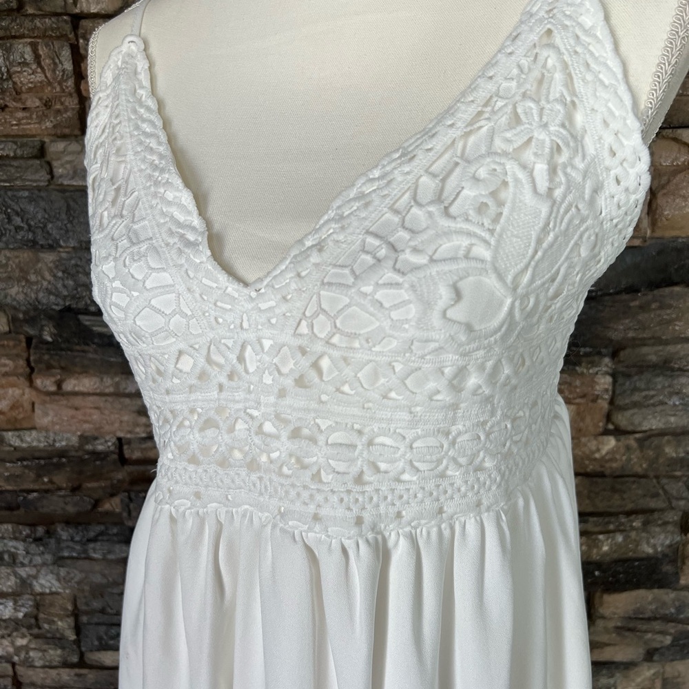 Say What? White Tiered Maxi Sundress Scoop Neck Sleeveless - Picture 4 of 13